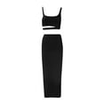 thumbnail image 4 of 2 Piece Outfit Maxi Dress for Women Summer Deep U Neck Sleeveless Tank Crop Tops Long Skirt Set Party Bodycon Dresses Black L, 4 of 5