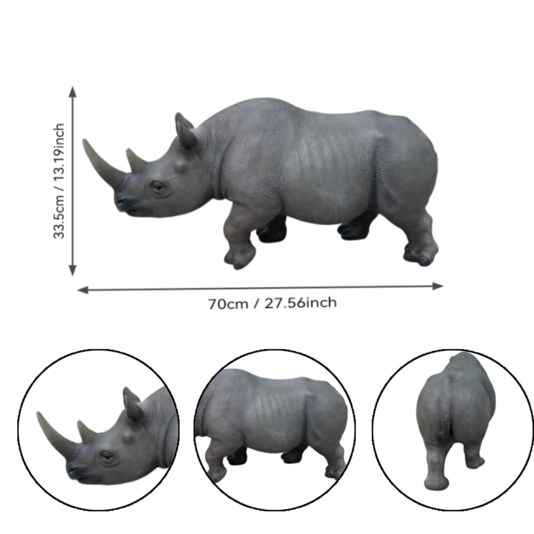 GDF Studio Rhinoceros Resin Indoor/Outdoor Guardian Statue, Weather-Resistant Decor Figurine for Garden & Courtyard