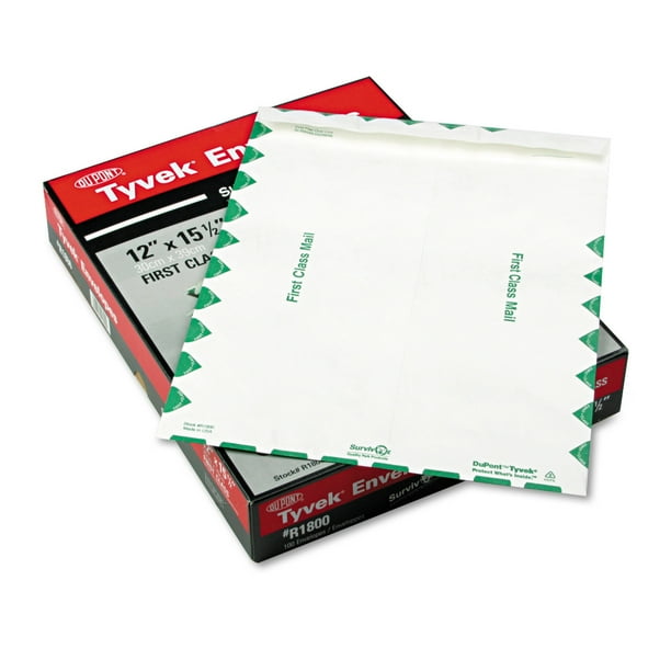 Survivor Tyvek USPS First Class Mailer, 12 x 15 1/2, White, 100/Box