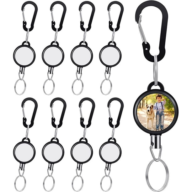 6 Pieces Sublimation Retractable Keychain Badge Holder Sublimation