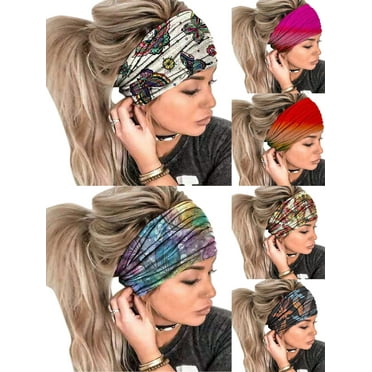 4 Pack Women S Headbands Elastic Turban Head Wrap Floal Style Hair Band Walmart Com