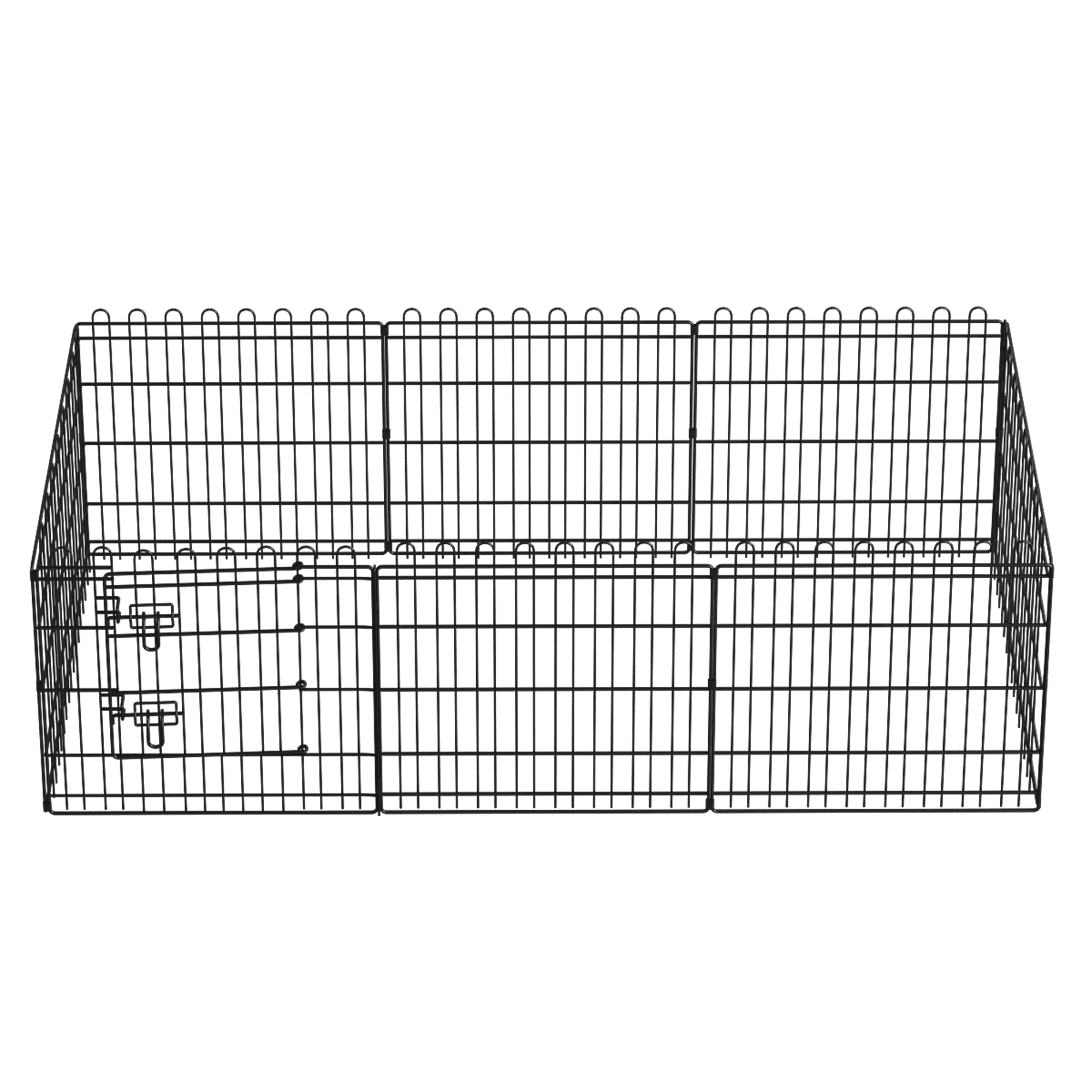 Scalloped Dog Playpen, 24-Inch Tall, 8-Panel Foldable Metal Pet Fence, Black