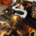 thumbnail image 5 of Manfei Jungle Animals Twin Bedding, Kawaii Lion Family Bedding Comforter Set, Dark Brown, Black Reversible, 7 Pieces, 5 of 6