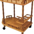 thumbnail image 2 of Oak Finish Rolling Wine Bar Cart, 2 of 3