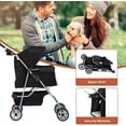 thumbnail image 6 of SLSRFD  4 Wheels Pet Stroller Dog Cage Stroller Travel Folding Carrier Cat Puppy Stroller w/Casters&Cup Holders&Storage Basket, Fold-able Pet Strollers for Cats/Dogs, Black, 6 of 14