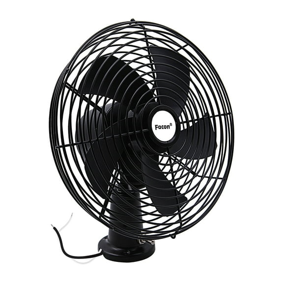 Facon 12V RV Cooling Fan with 2 Speed Switch, Dia: 8-3/4’’, Heavy Duty Black Metal Car Fan, for Auto Truck, RV, Camper, Trailer, Car, Buses and Boats ( Pack of 2 )