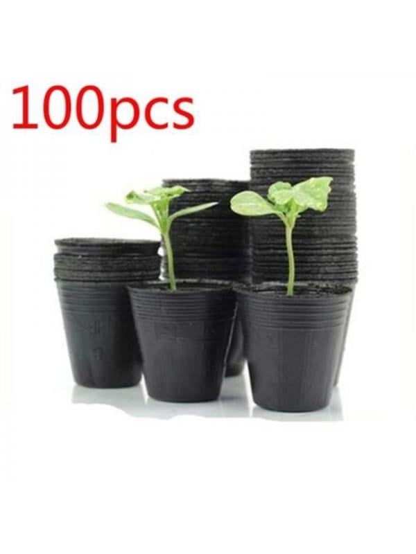 100Pcs Garden Plastic Plant Nutrition Pots Flower  Nursery Pots Kit 