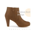 thumbnail image 3 of Unique Bargains Bottines à Plateforme pour Femmes Bout Rond Talon Épais Marron (Taille 9.5), 3 of 5
