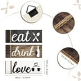 thumbnail image 2 of 3 Pcs Farmhouse Kitchen Wall Decor Rustic Wooden Home Eat Drink Love Sign with Hanging Hole for Home Dining Living Room Bar Cafe Decor, 13.8*5inch, 2 of 6