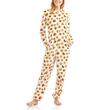 - Body Candy Women's Emoji Pajama Union Suit Plush One Piece Sleepwear with Hood