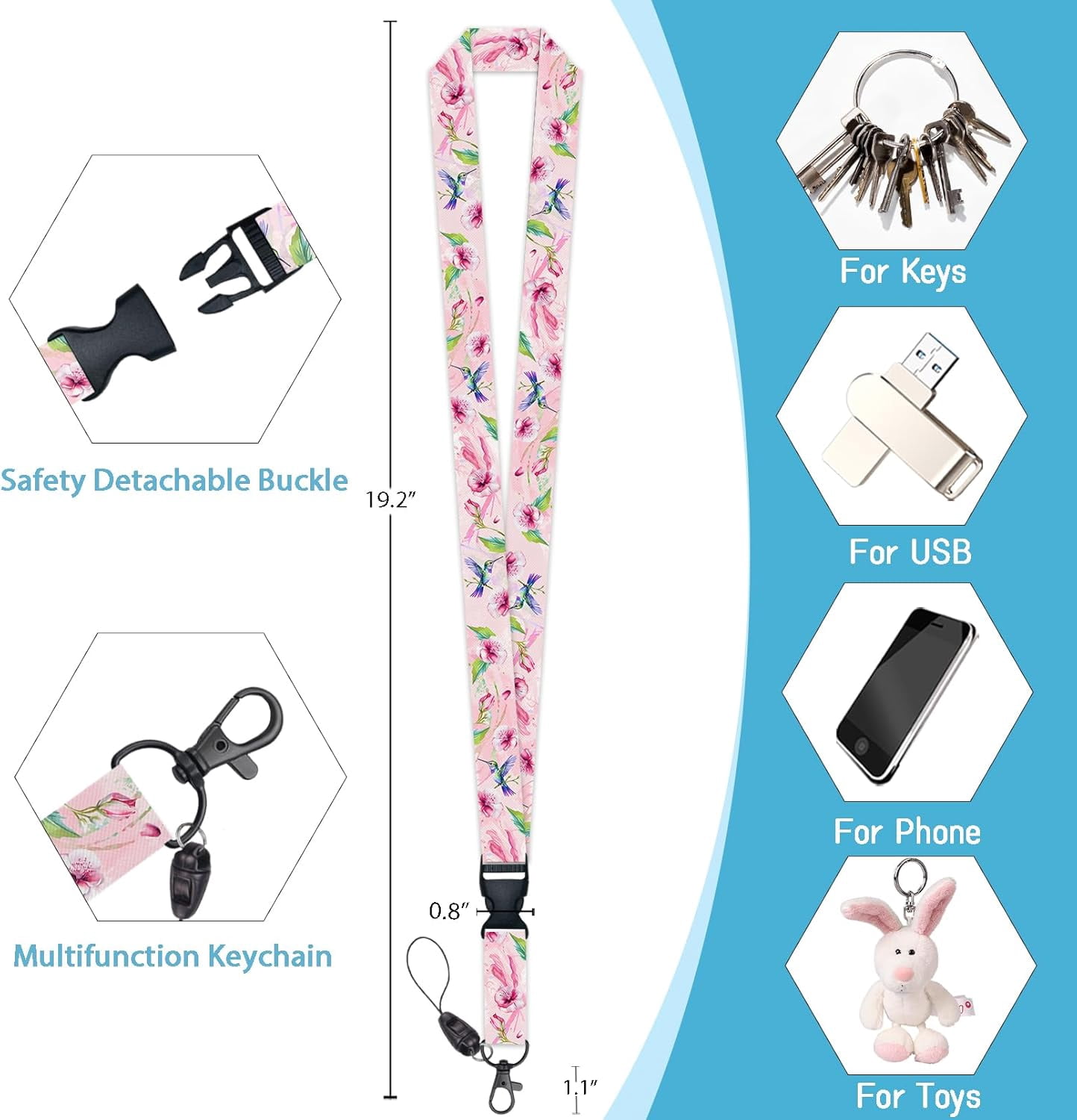 MaxxMarket Bird Badge Holder with Retractable Lanyard, Pink Lanyards for ID Badges Name Tags Vertical Card Holder, Detachable Lanyard Badge Reel Retractable, Teacher Nurse Workers Women Office Gifts