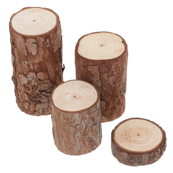 4pcs Wooden Stump Miniatures For Hamster Cage Accessories Suitable For Small Vintage Rustic Decorations And Creative Tree Stump