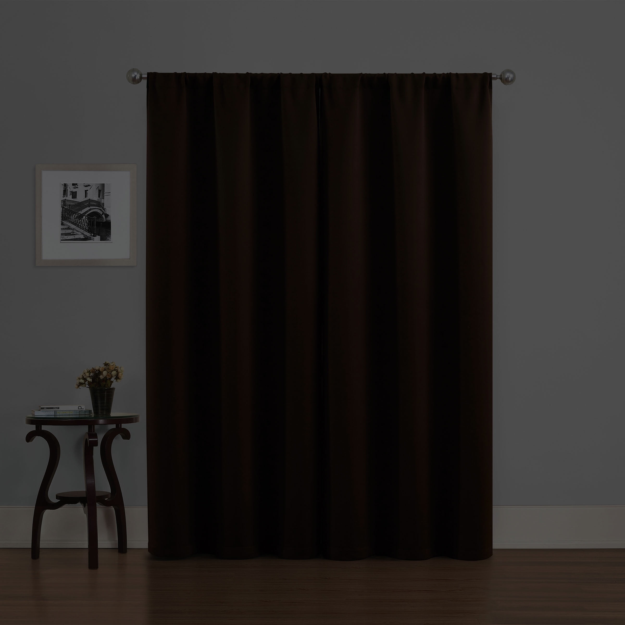 (3 pack) Eclipse Phoenix Blackout Curtain Rod Pocket Panel, Set of 2, Chocolate Brown, 37" W x 84" L