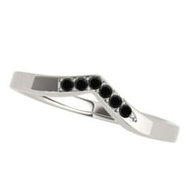 Mauli Jewels Engagement Rings for Women 0.06 Carat Black Diamond Curved Wedding Band prong 10K Solid White Gold