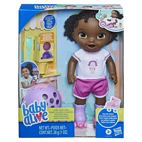 Baby Alive Roller Skate Baby Doll, Black Hair