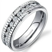 Women's 6mm Channel Set Cubic Zirconia Eternity Ring in Titanium