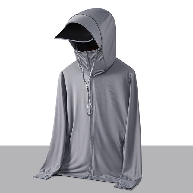 pstuiky camisas de manga larga para hombre, Chaqueta protectora de verano con capucha y protector solar de manga larga para hombre, ideal para deportes al aire libre y secado rápido. xxxxl