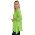 thumbnail image 3 of Simply Ravishing Women's Basic Assymetrical 3/4 Sleeve Open Drape Cardigan, Large, Lime, 3 of 5