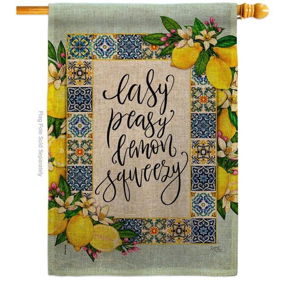 Breeze Decor H120262-DB Easy Lemon Food Fruit 28 x 40 in. Double-Sided Decorative Vertical House Flag for Decoration Banner Garden Yard Gift