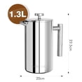 thumbnail image 2 of SANGKEE Cafetera Prensa Francesa de Acero Inoxidable de Doble Pared 1300mL Cafetera y tetera Cafetera de &Eacute;mbolo Hacer Caf&eacute; y T&eacute; Mejor (1300mL), 2 of 7