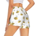 thumbnail image 4 of Picia Bee Pattern Women's 2 in 1 Athletic Running Shorts High Waisted Workout Casual Gym Sweat Shorts with Comfy Liner Zipper Pockets-Large, 4 of 9