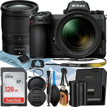 Nikon Z6 II Mirrorless Camera with NIKKOR Z 24-70mm f/4 S Lens + SanDisk 128GB Memory Card + ZeeTech Accessory Bundle