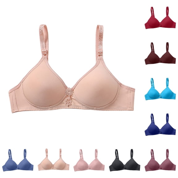 Gymayou Soft Cotton Wire-Free Bra for Middle-Aged Elderly Women Seamless Full Coverage Wireless Everyday Brassiere with Adjustable Straps Beige L