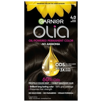 Garnier Olia Oil Powered Permanent Hair Color, 4.0 Dark Brown