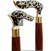 Antiques Victorian Designer Derby Brass Handle Wooden Walking Stick Cane 2 Fold Walking Stick Cane for Men and Women Gift, Item for Him, Heaven Crafts Shop, Gold And Black, 36 Inch