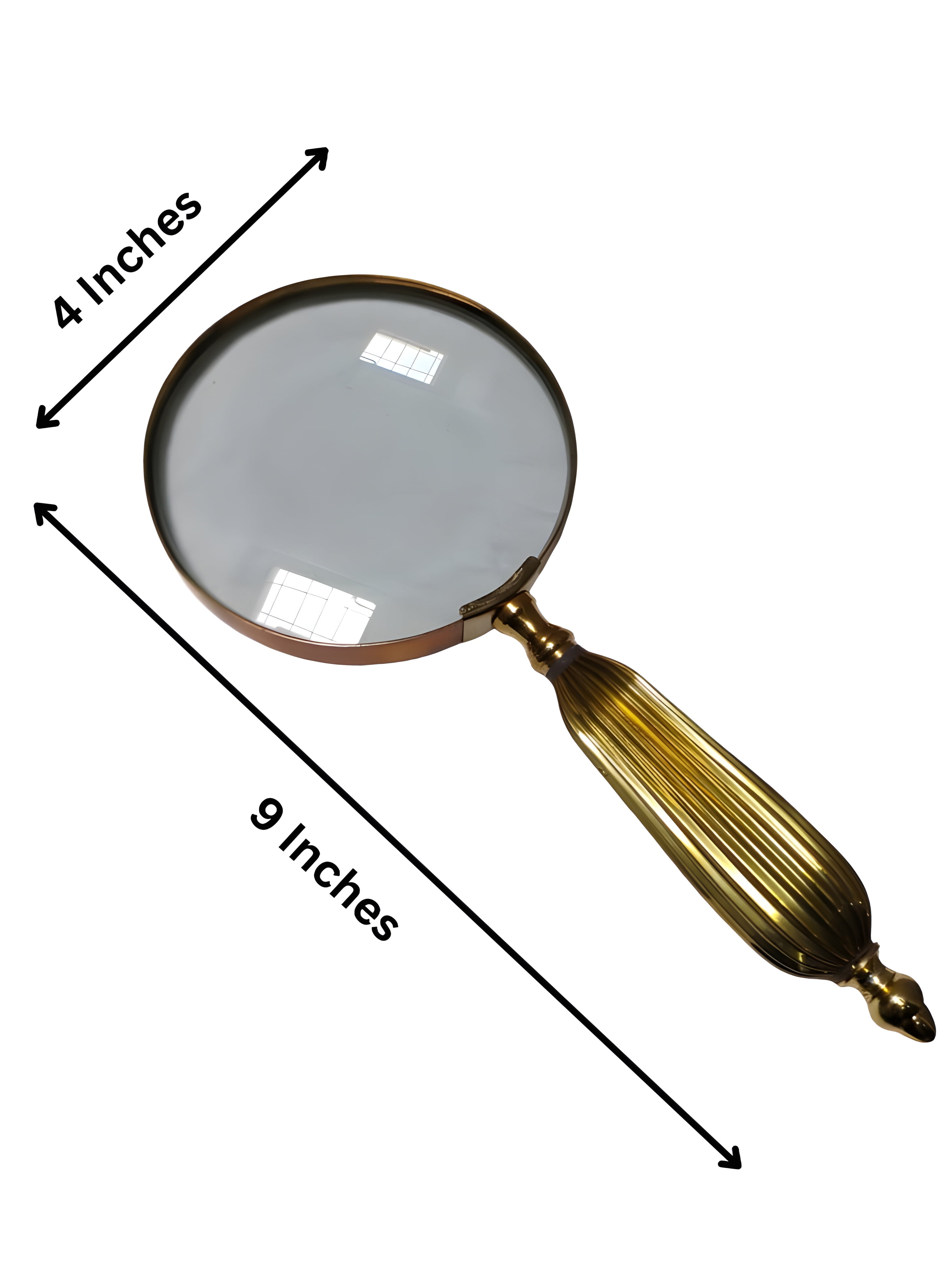 Antique Heavy Brass Magnifying Glass Solid Vintage Magnifier & Unique Gift Idea