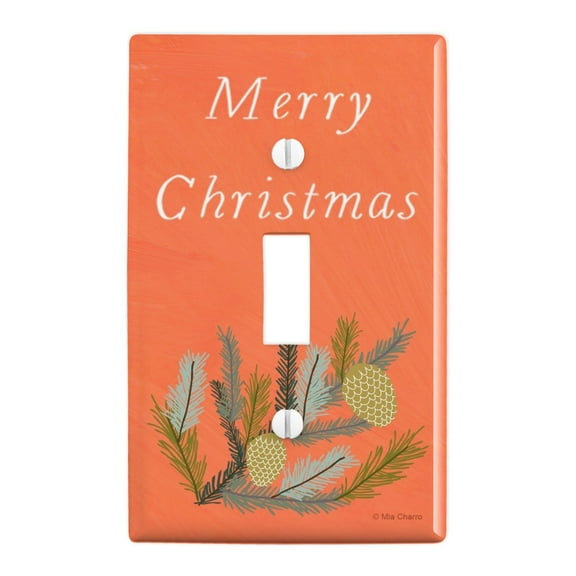 Merry Christmas Pinecones Plastic Wall Decor Toggle Light Switch Plate Cover