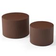 thumbnail image 4 of GZXS 2-Piece Fluted Coffee Tables Set in Dark Brown, 23.6" Large and 18.9" Small MDF Round Nesting Tables for Living Room, No Assembly for Living Space and Home Decor, 4 of 7