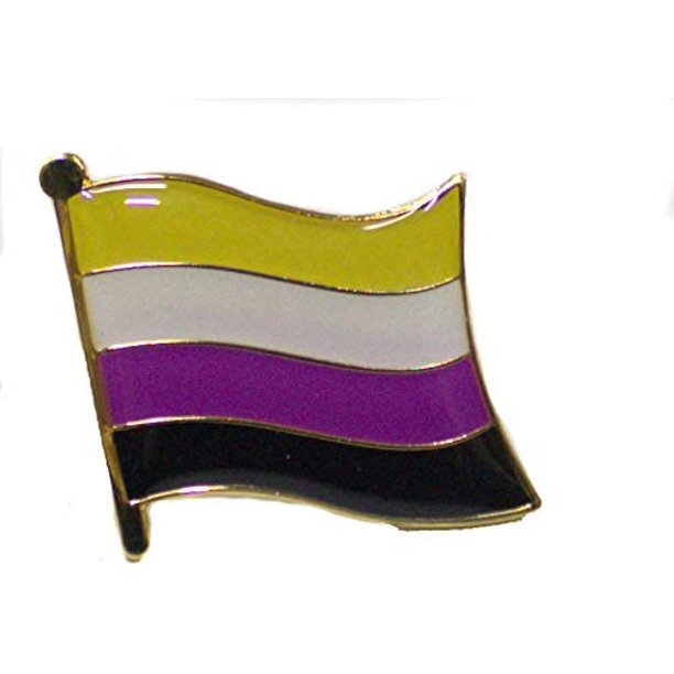 Non-Binary Waving Flag Pin Badge LGBTQ Gay Pride Rainbow Support The NHS Gold P