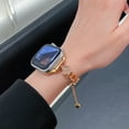 thumbnail image 5 of Dwitch Elegant Floral Chain Metal Watch Band for iWatch Series 10/9/8/7/6/5/4/3/2/1/SE/Ultra, Adjustable Metal Link Bracelet Strap with Crystal Petal Charms fit 42mm/44mm/45mm/46mm/49mm Band,Gold, 5 of 7