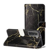 Allytech Wallet Case for Samsung Galaxy S21 5G, PU Leather Folio Flip Folding Stand Shockproof Protection TPU Inner Impact Resistant Cards Holder Case Cover for Samsung Galaxy S21,Black Marble