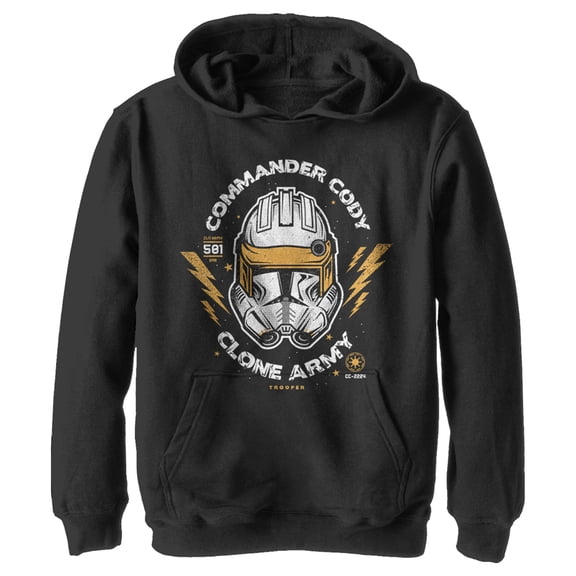 Boy's Star Wars: The Clone Wars Commander Cody Army Head Shot  Pull Over Hoodie Black Small