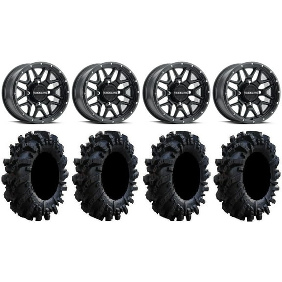 Raceline Krank 14" Black Wheels 32" Intimidator Tires Polaris RZR XP 1000 / PRO XP / Ranger XP 900/1000