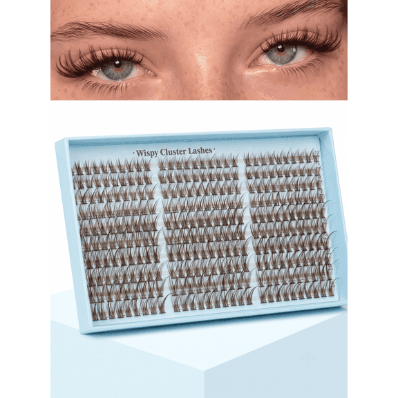 Brown Lash Clusters Natural For Soft Glam 300Pcs Wispy Lashes Cluster Eyelash Cluster Extensions C Curve Individual Lashes DIY Lash Extension Waterproof & Long - Lasting (10-16mm)
