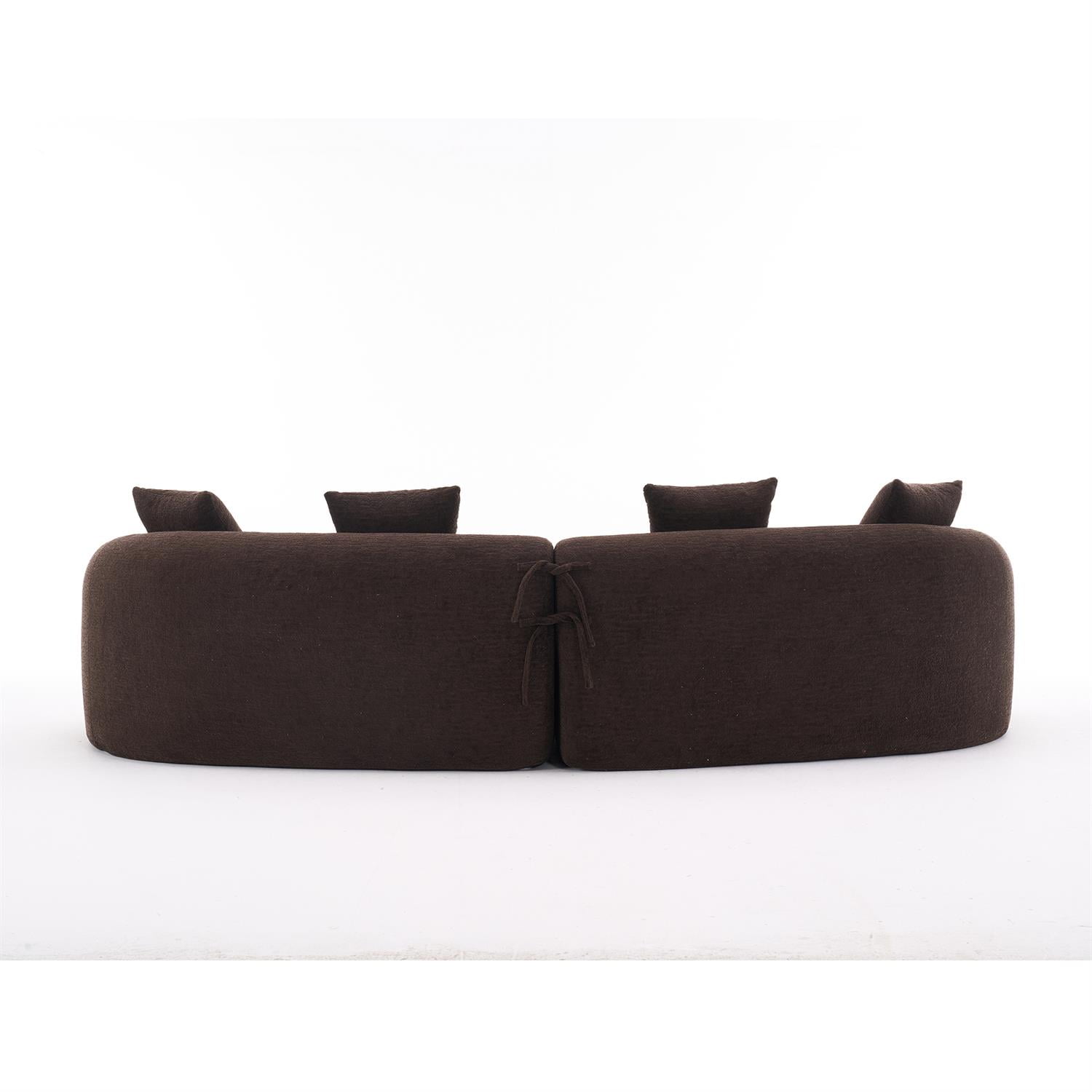 Demi Bonn 110"L Modular Sectional Sofa with Full Compression Sponge, Curved Design, High-Density Chenille Sleeper Couch for Living Room, 800 lbs Capacity, Brown