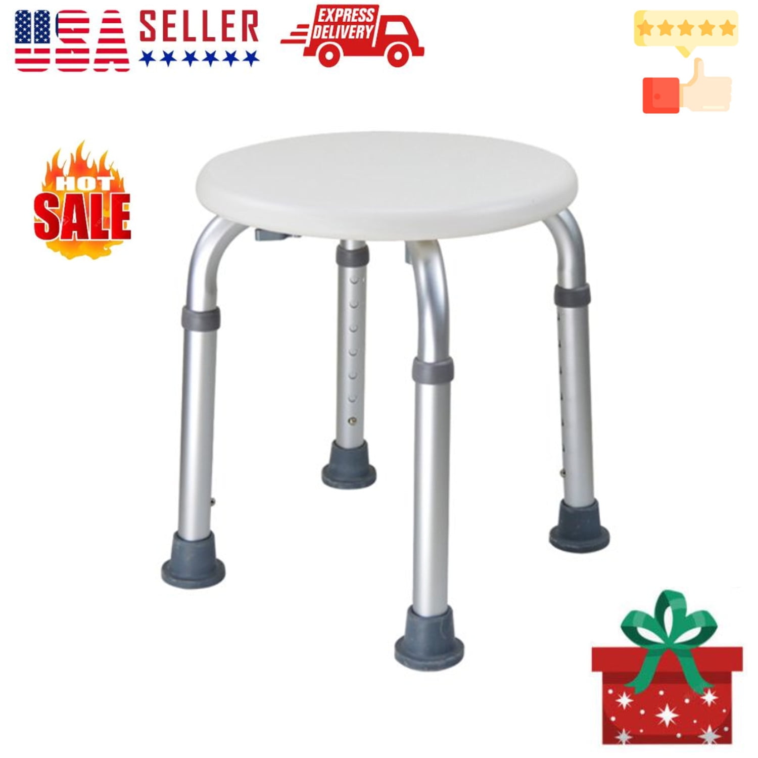 Shower Stool 330lbs, 7 Levels Bath Shower Chair, Adjustable Medical