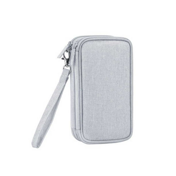 Qarigey Estuche para disco duro externo portátil Protección Bolsa de transporte Cable de carga Bolsas de almacenamiento Organizador de Envolturas para manijas de equipaje Gris