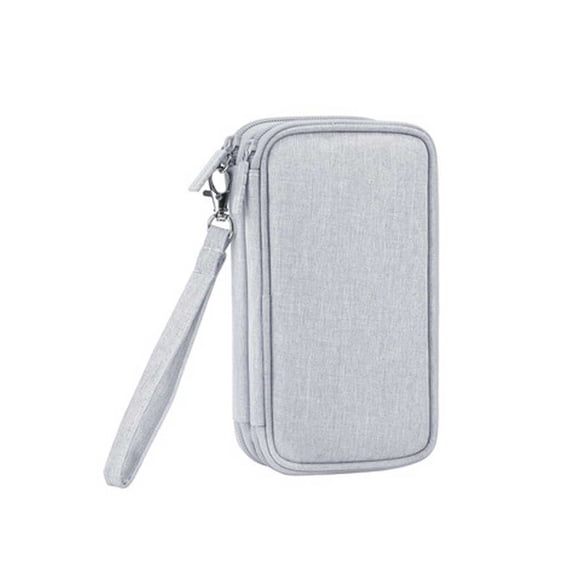 fashionhome Hard Drive Case with Zipper Travel Carrying Bag Charging Cable Storage Bags Electronics Device Organizer Earphone Wire Black Gray