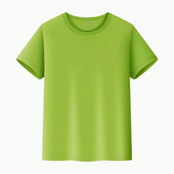 Gvdentm Kids T Shirts Short Sleeve Plain Top Tees Boy & Girl Unisex Toddler Children Tees Shirts 2-14T Green