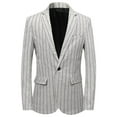 thumbnail image 2 of hlysgo Mens Blazer Formal Striped One Button Notch Lapel Sport Jacket Business Casual Blazer Jacket for Men Slim Fit Dress Coat for Wedding White XXXL, 2 of 3