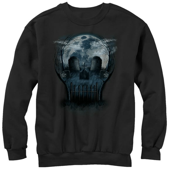 Men's Lost Gods Skull Graveyard Face Sweatshirt Black X Large