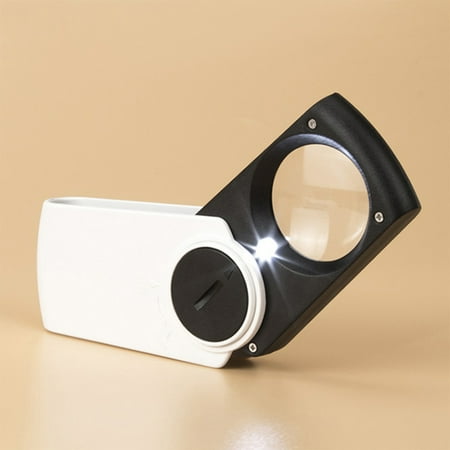 - 8X Handhold Magnifying Glass with LED Light Optical Lens Reading Lamp Color:Black and white