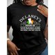 thumbnail image 1 of Camiseta informal con estampado de trébol para mujer: cómoda camiseta de algodón elástico con cuello redondo y manga corta para uso diario y festivo., 1 of 8