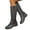 Grey, variant on Flat Heel Knee High Boots Women Retro Fold Over Leather Round Toe Tall Riding Booties Zipper Winter Fall Boots