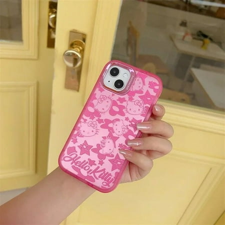 Kawaii Sanrio Pink Hello Kitty Phone Case For Iphone 13 14 15 12 11 Cartoon All Inclusive Mobile Phone IMD Back Protect Cases