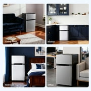 Simzlife 3.2 Cu ft Mini Refrigerator with Freezer, Two Door Compact Small Fridge Adjustable Removable Shelves, Sliver